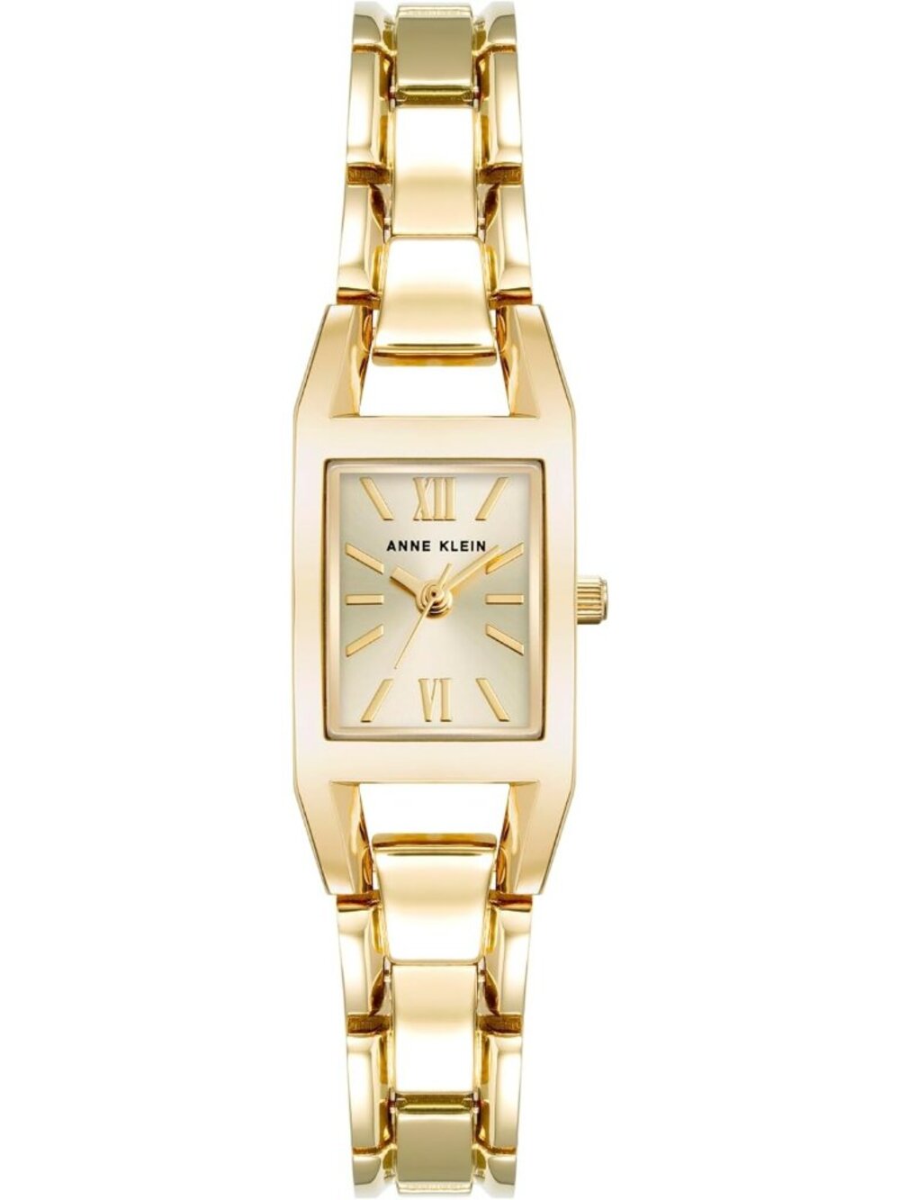 Women's Gold Adjustable Link Bracelet Crystal Lens Dress Quartz Wrist Watch